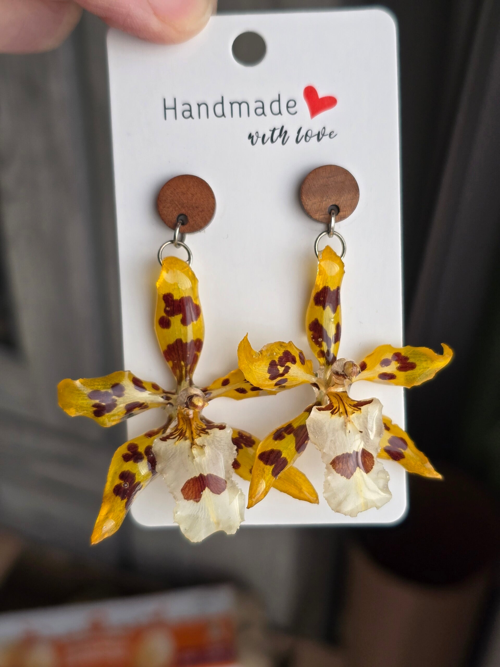 Boucles d'oreilles orquidées jaunes