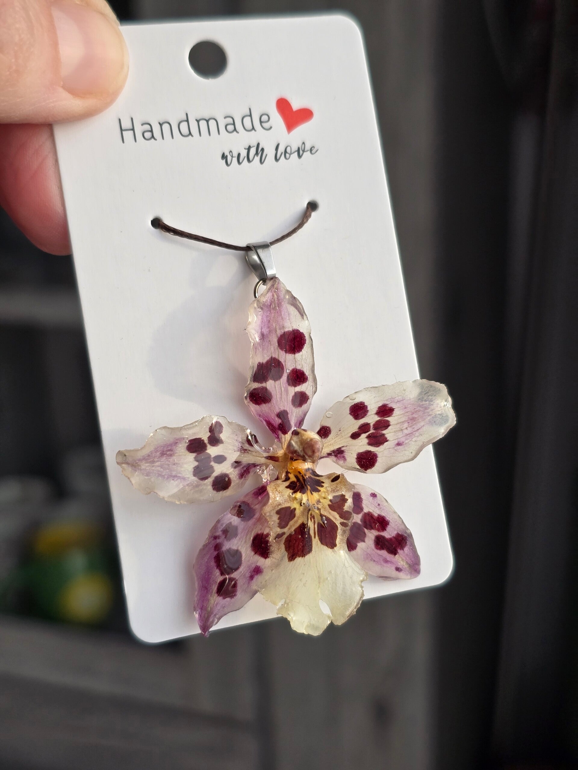 Pendentif orchidée blanc/mauve