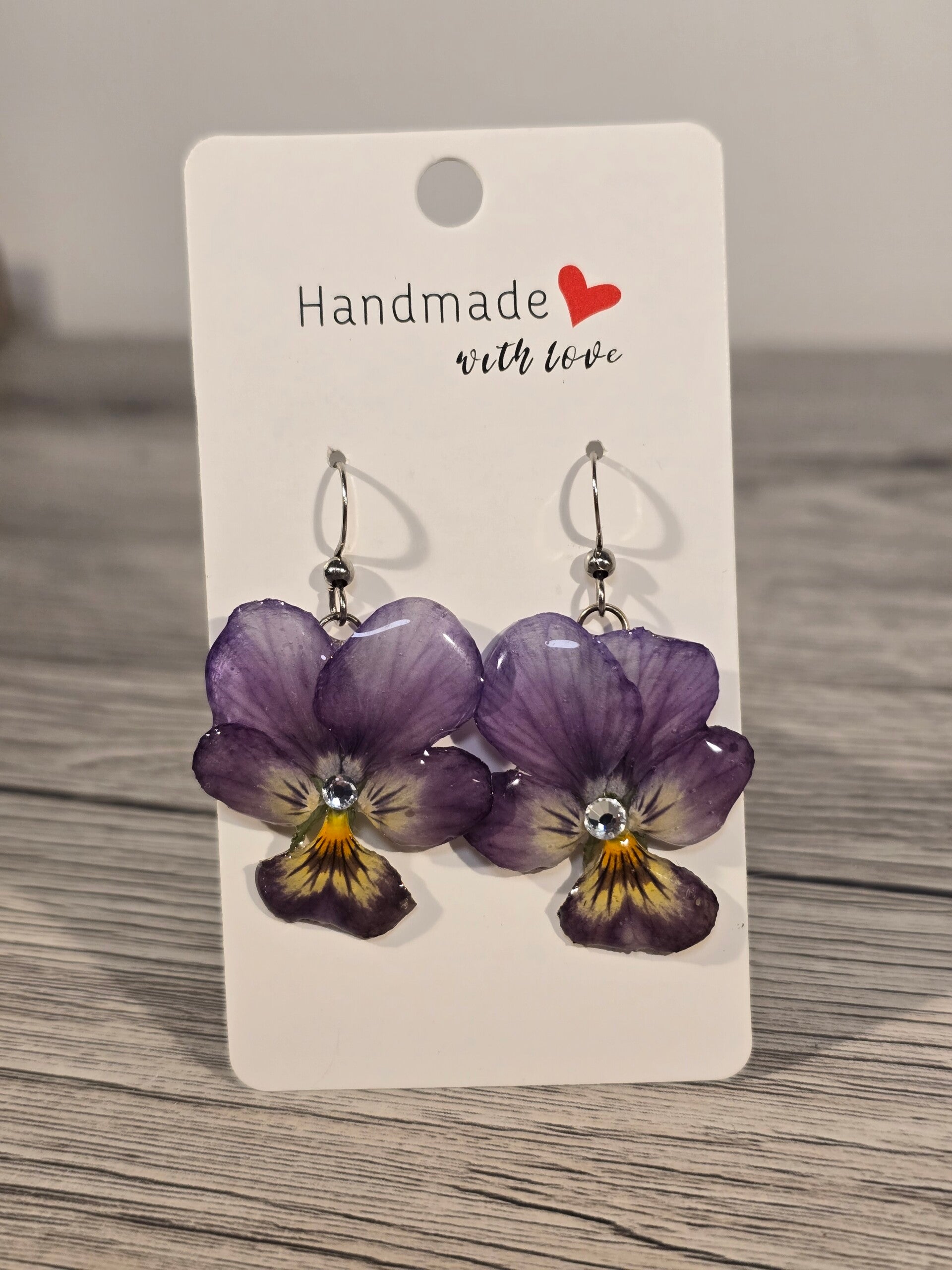 Boucles d'oreilles pensées mauves