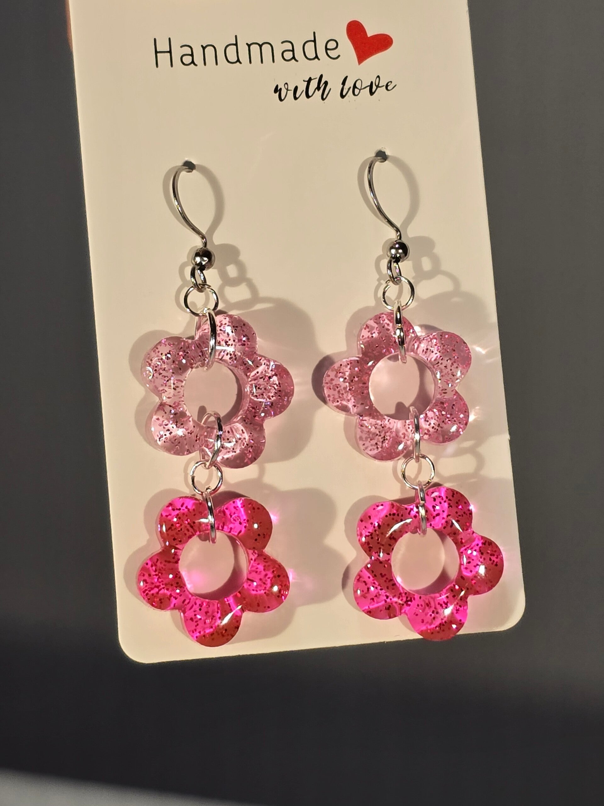 Boucles d'oreilles fleurs paillettes