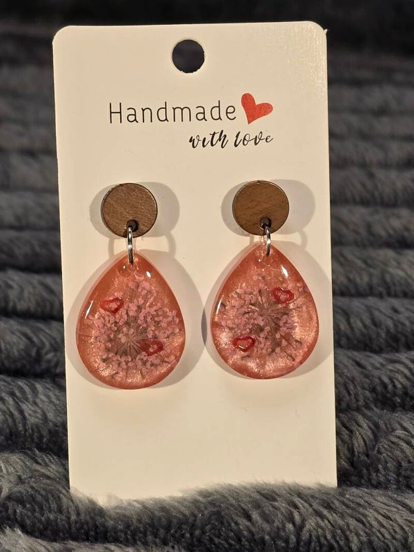 Boucles d'oreilles Love rose pâle