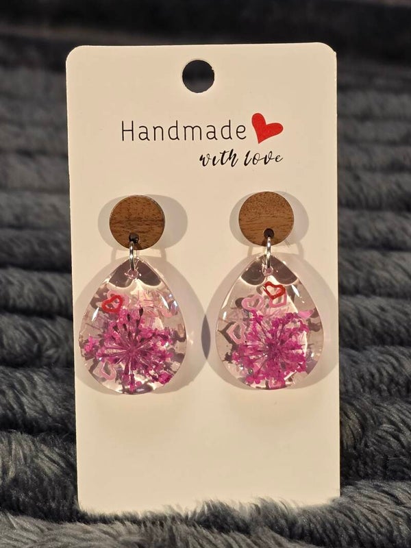 Boucles d'oreilles gouttes bouquet paillettes