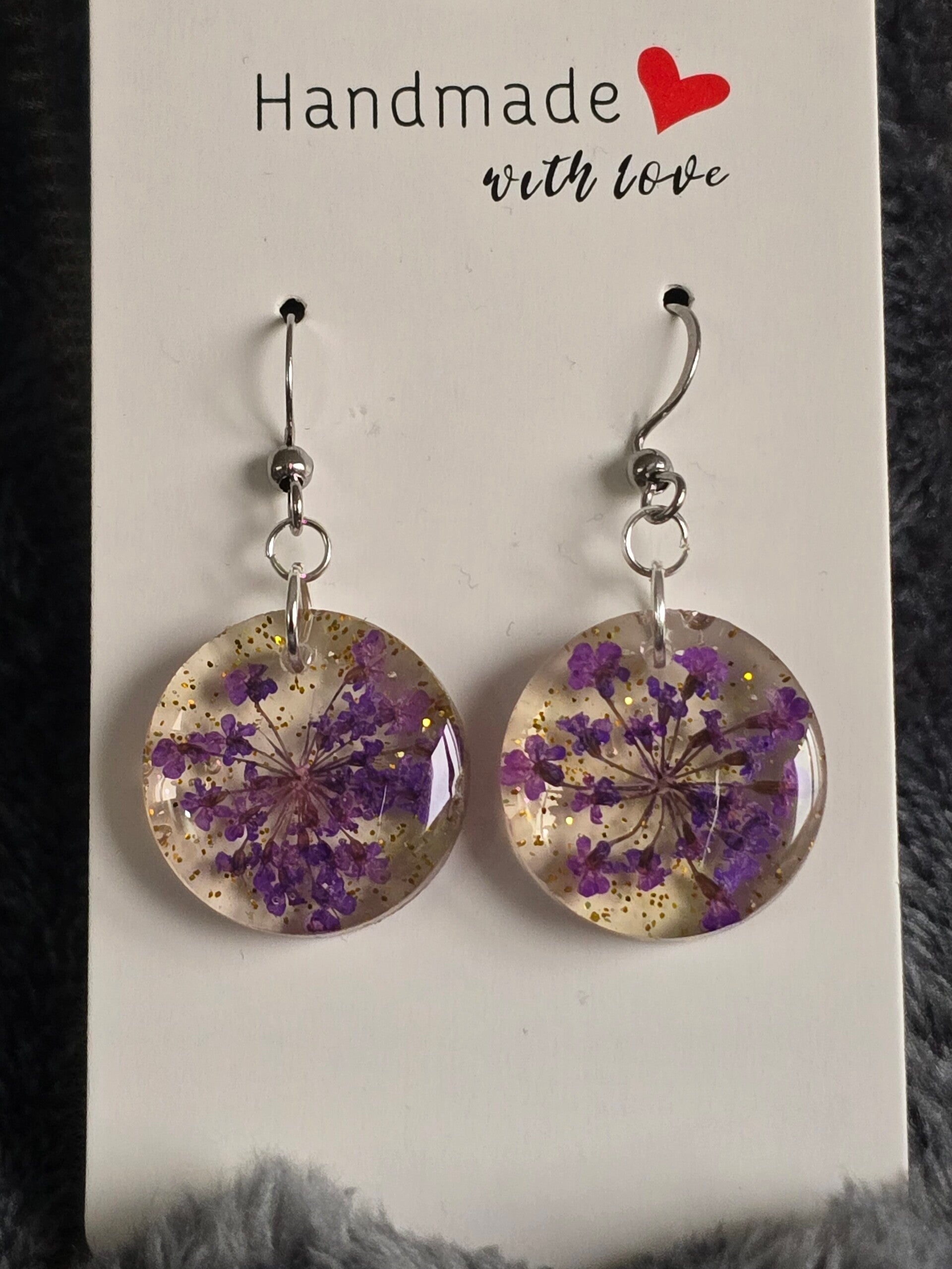 Boucles d'oreilles bouquet mauve
