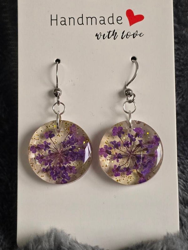 Boucles d'oreilles bouquet mauve