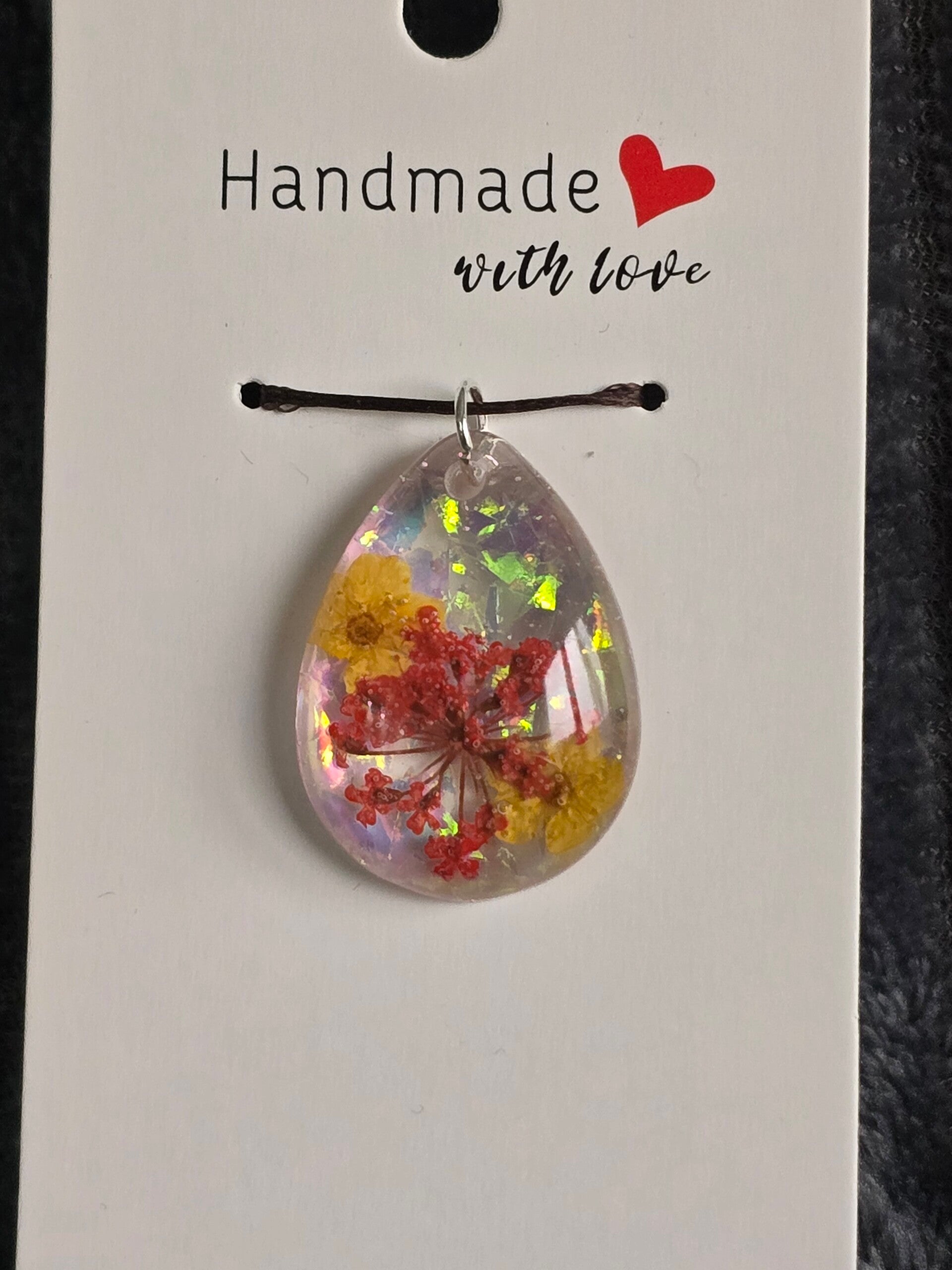 Pendentif goutte bouquet rouge/jaune