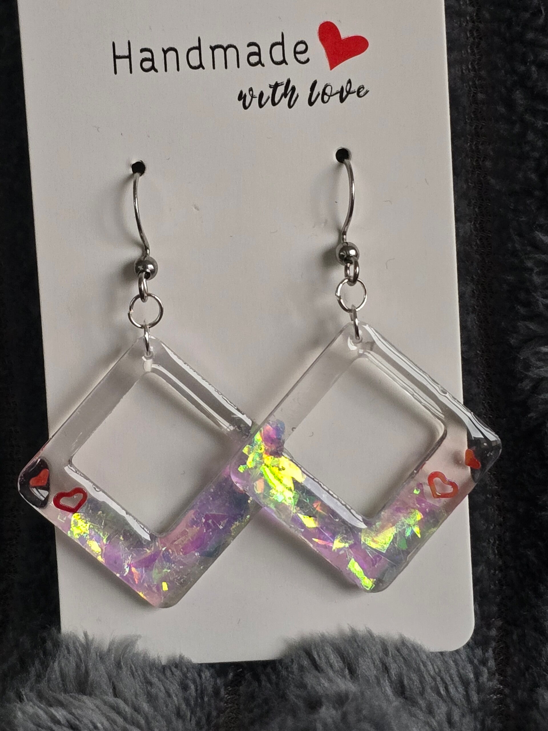 Boucles d'oreilles losange blancs love