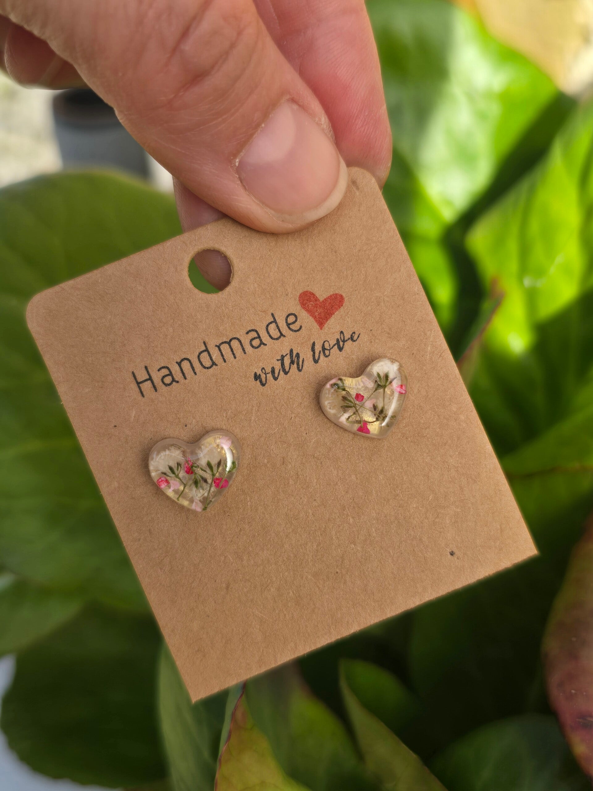 Boucles d'oreilles Petits cœurs gypsophile