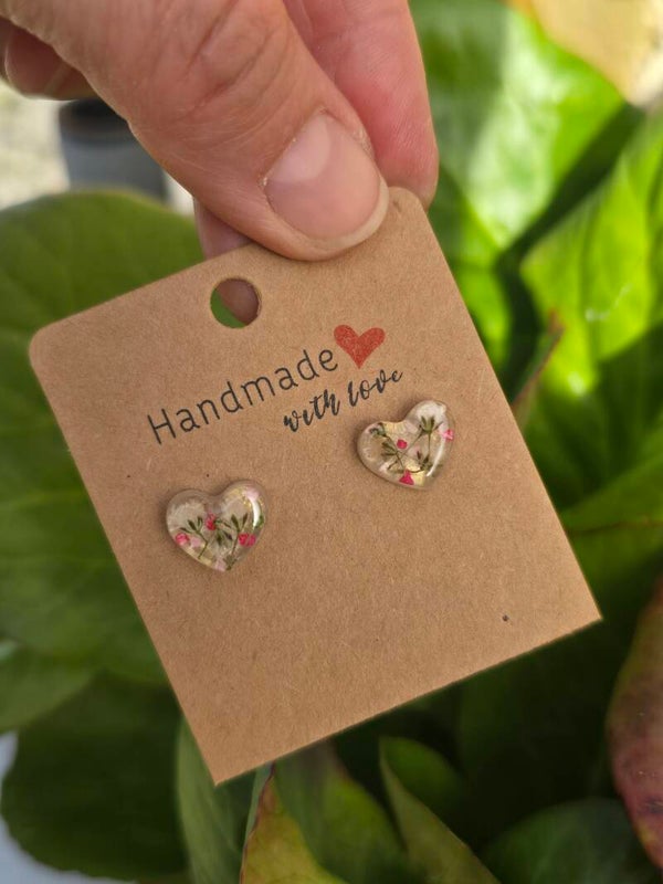 Boucles d'oreilles Petits cœurs gypsophile