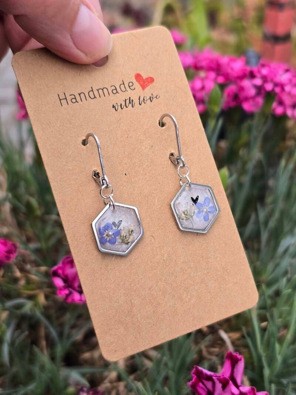 Boucles d'oreilles myosotis courtes