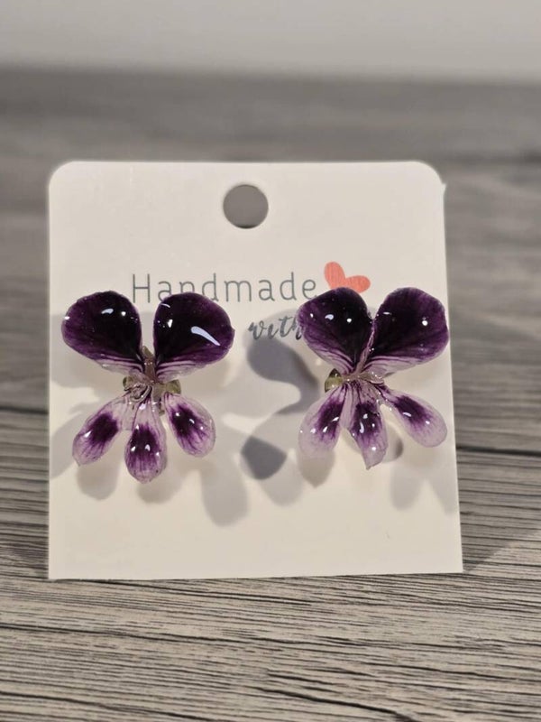 Boucles d'oreilles "Géranium citronelle"