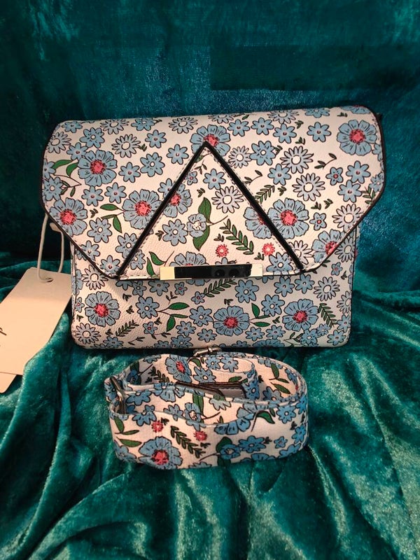 Bloemen tas blauw