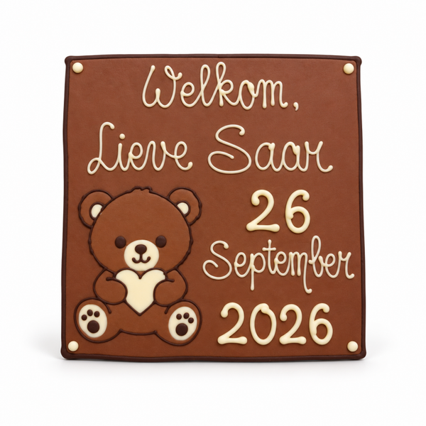 Chocolade Geboorteplaat met Naam & Geboortedatum