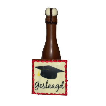 Geslaagd - Champagneflesje met kleine printreep