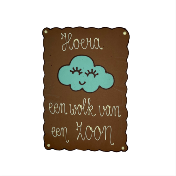 Hoera een wolk van een zoon - A5 chocolade plaat