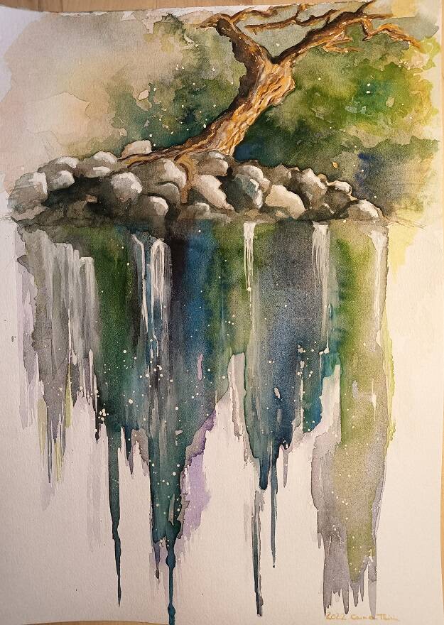 Baum am Wasserfall, A4