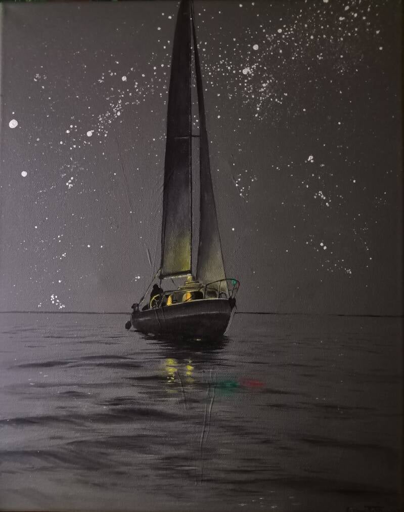 Segeln bei Nacht (fotografiert bei wenig Licht)