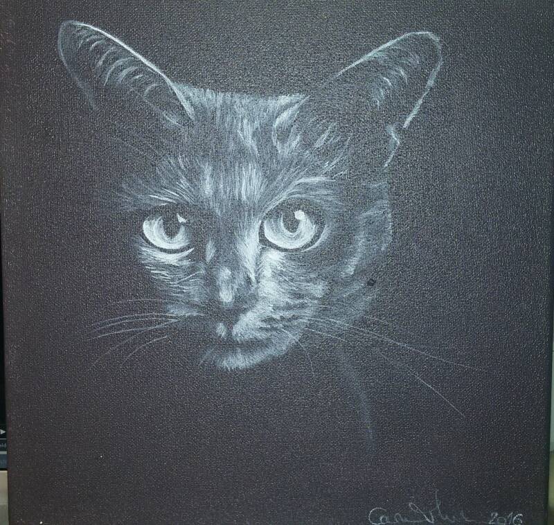 Katze für Fr. M., 20 x 20 cm