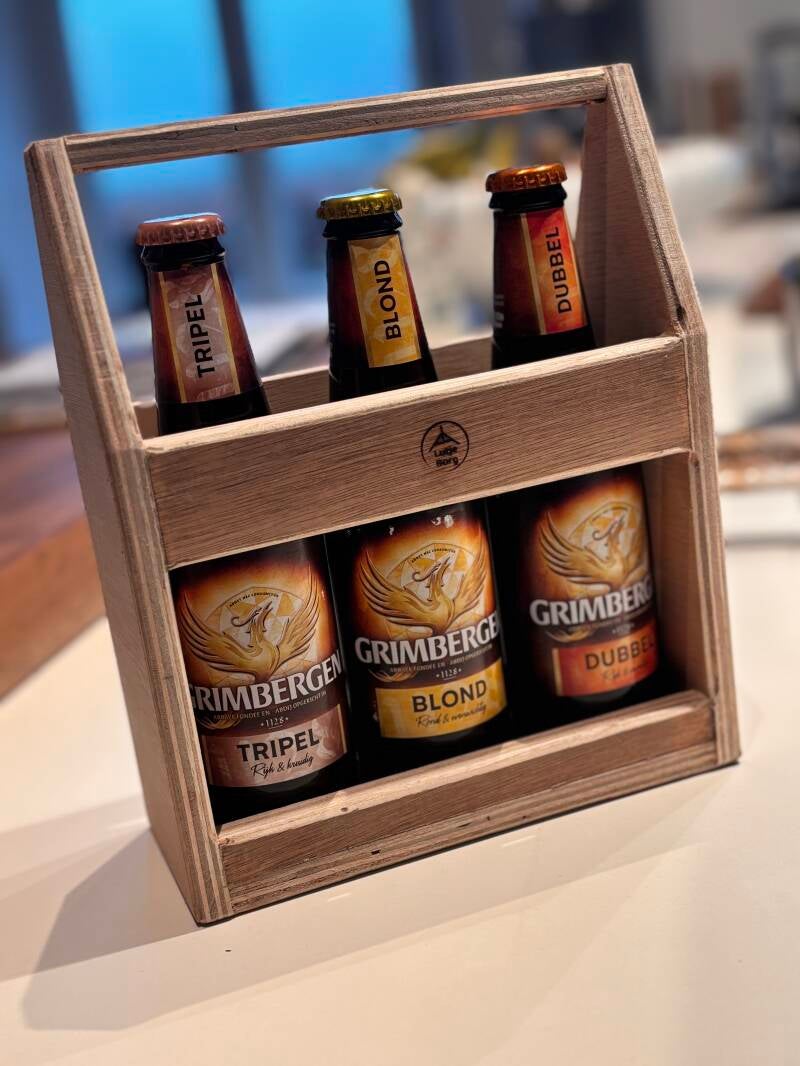 Houten bierkratje voor 3 bierflesjes