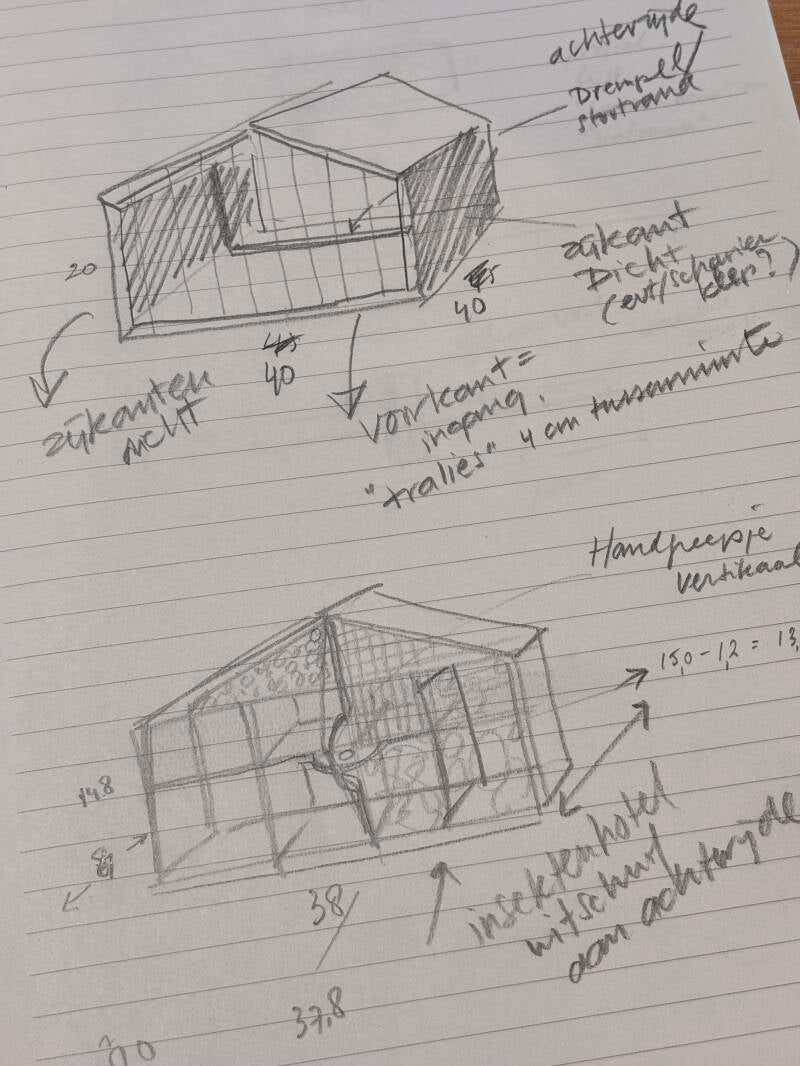 schets wit voederhuis voor vogels