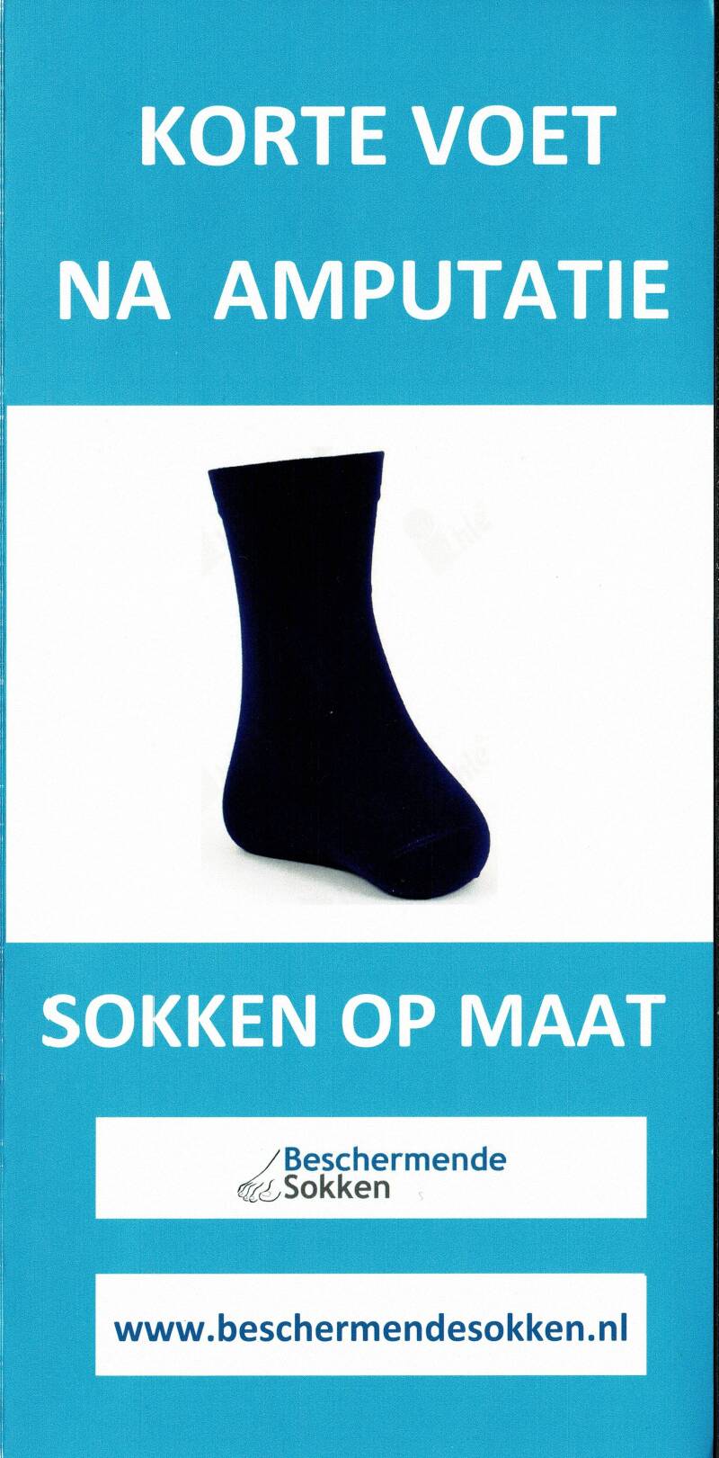 Beschermende Sokken. Wil jij onze folder 'Korte voet na amputatie: sokken op maat', als patiënteninformatie in jouw praktijk plaatsen? Laat ons jouw contactgegevens weten en hoeveel folders je gratis wilt ontvangen. Stuur ons een bericht.
