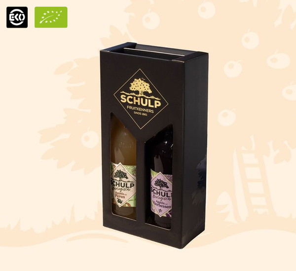 Geschenkdoos met 2 flessen sap biologisch