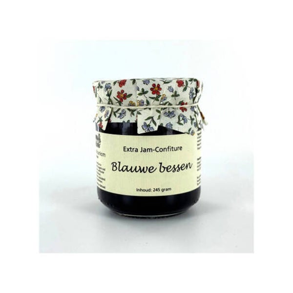 Blauwe bessen confiture gebloemd 245g