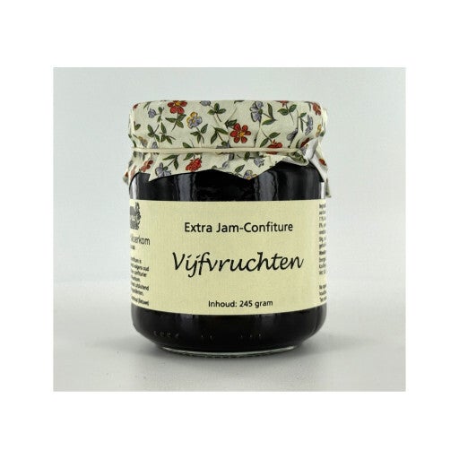 Vijf vruchten confiture gebloemd 245g