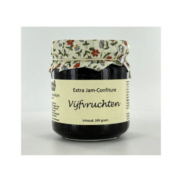 Vijf vruchten confiture gebloemd 245g