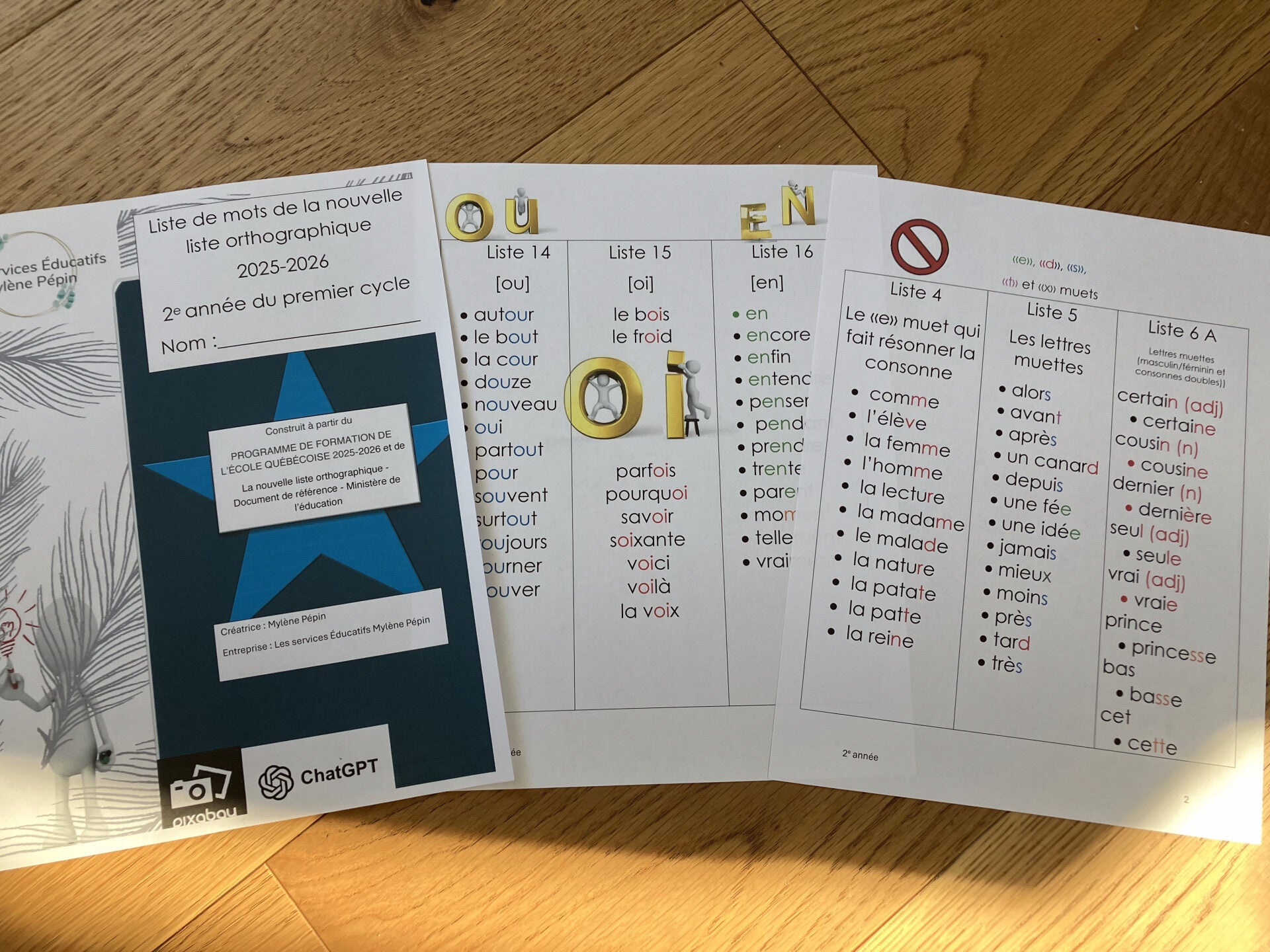 Listes des mots version numérique 2e année
