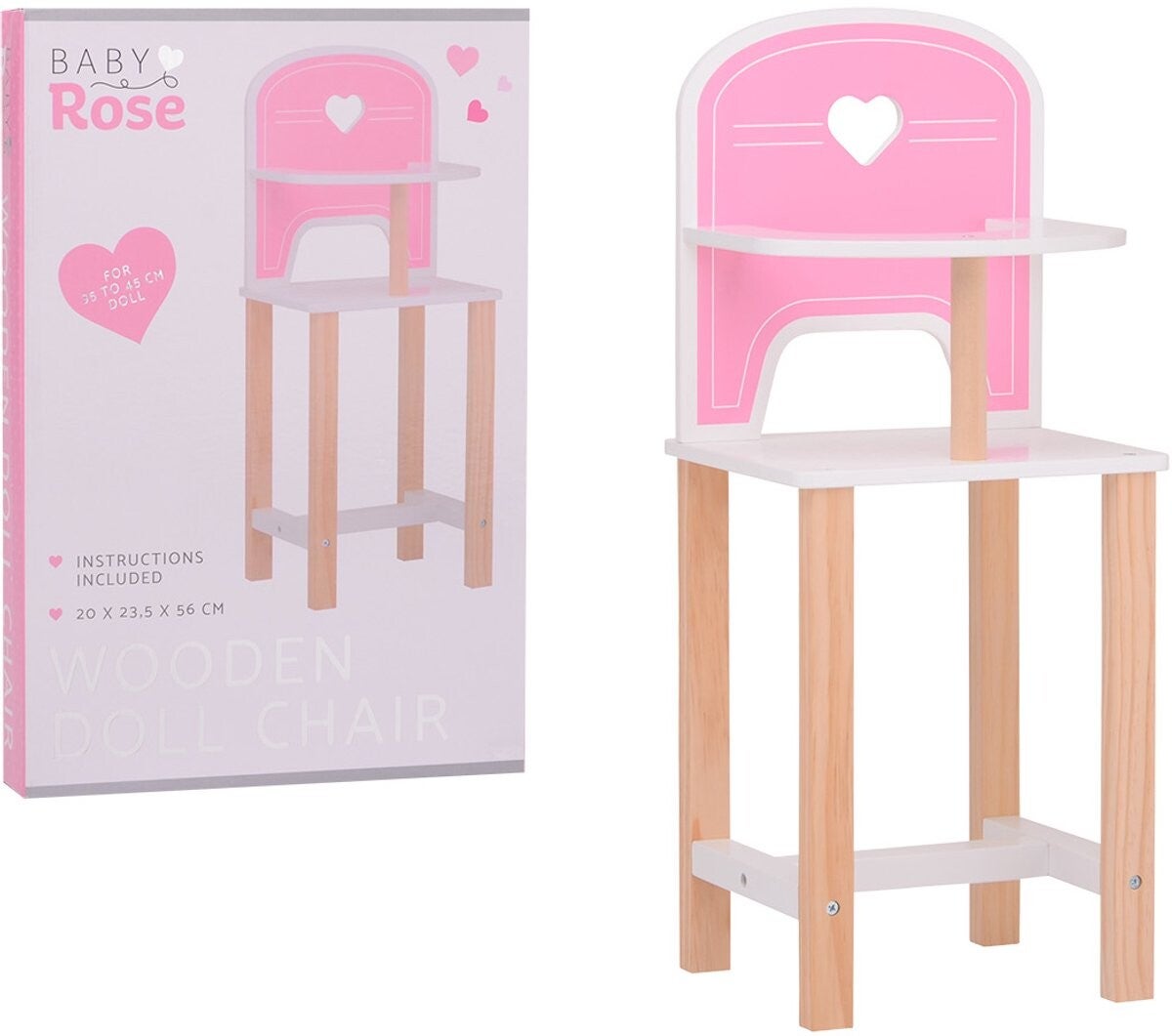Baby Rose houten poppenstoel