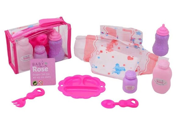 Baby rose verzorgset in tasje