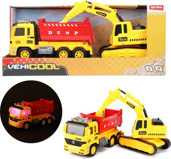 Vehicool Kiepwagen met graafmachine