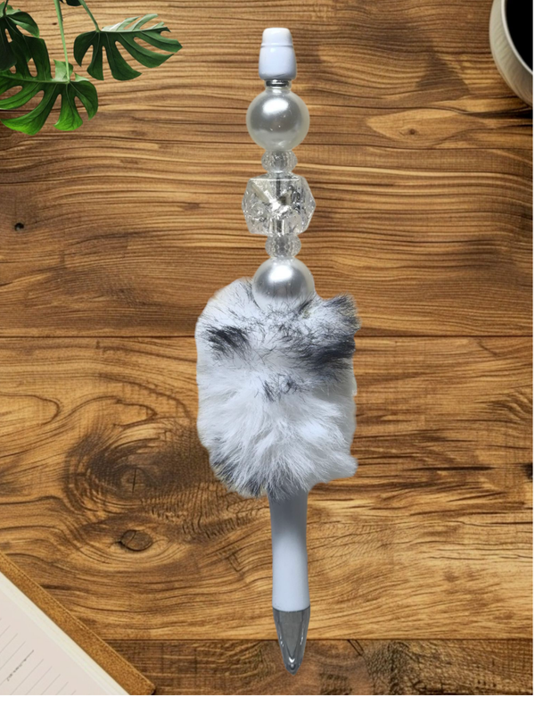 White Chic Fluffy Pen