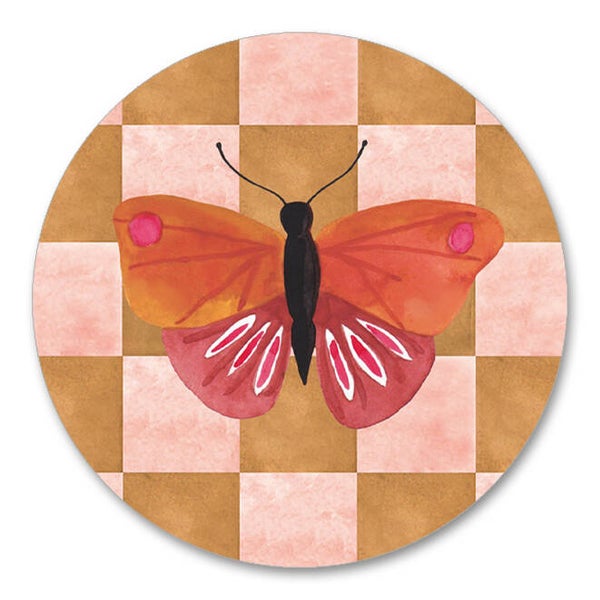 'Vlinder op blokjes print' stickers