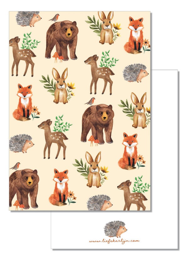 'Bosdieren print' kaart