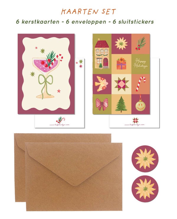 Kerstkaarten set 'kleurrijk'