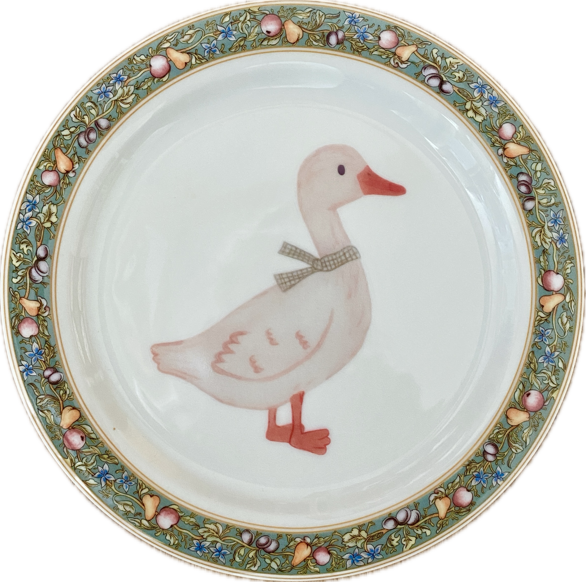 Gans op bord met decoratieve rand