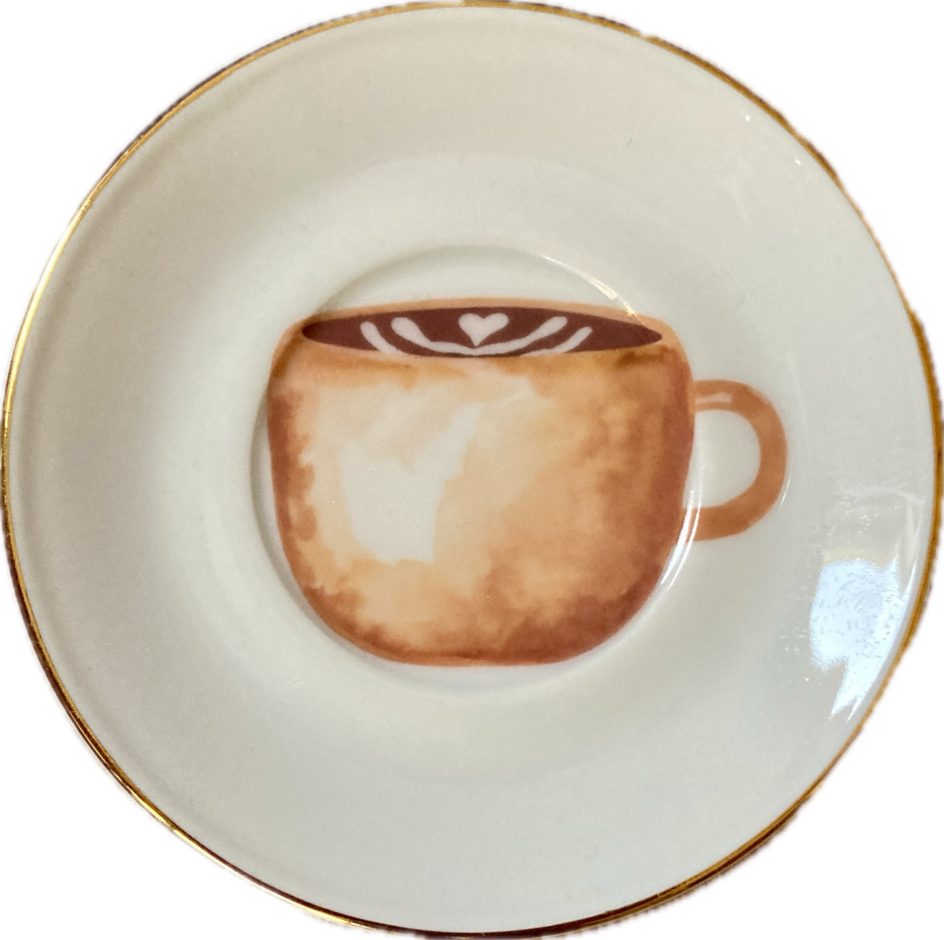 Koffie op schotel met gouden rand