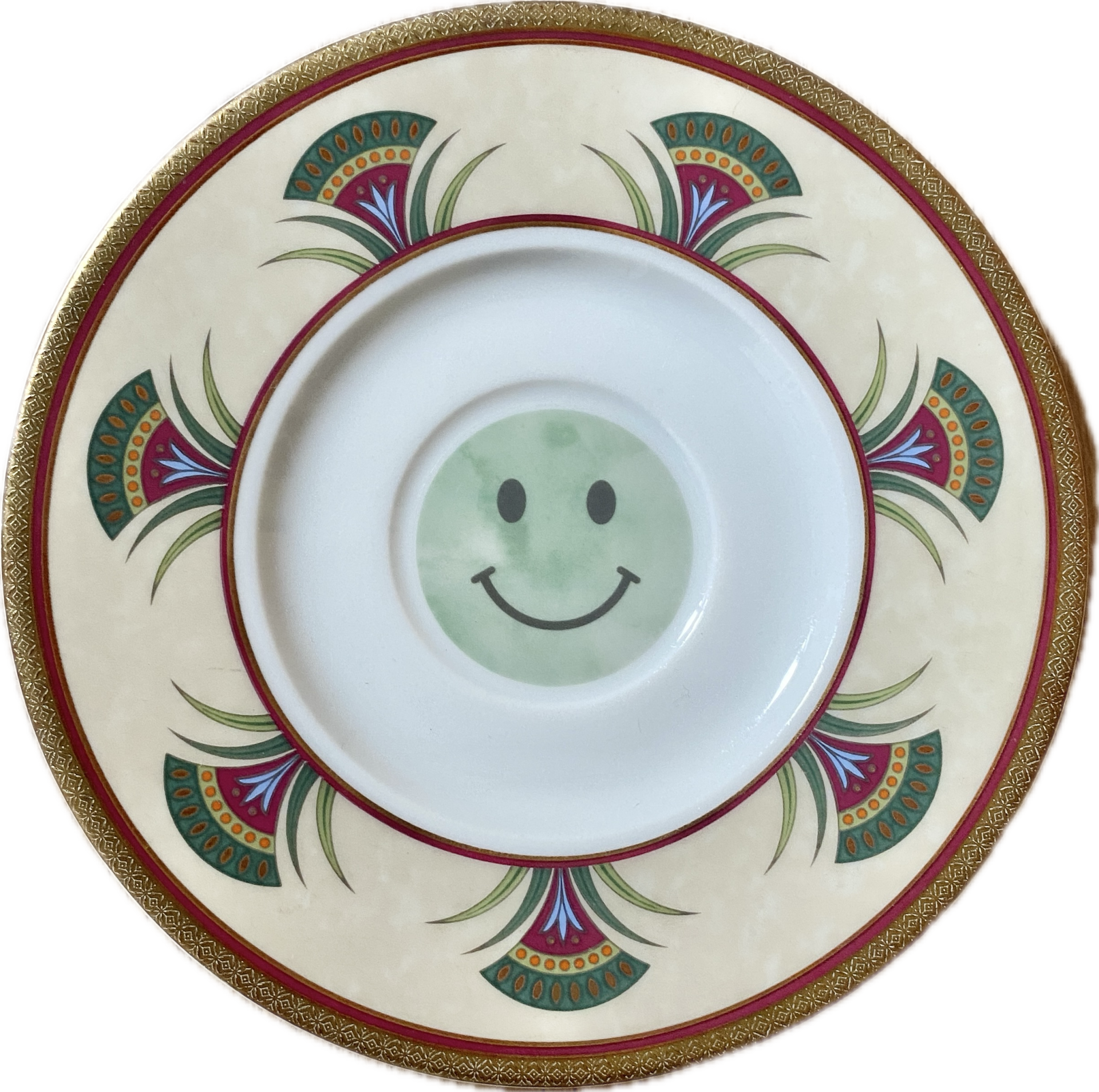 Groene smiley op schotel