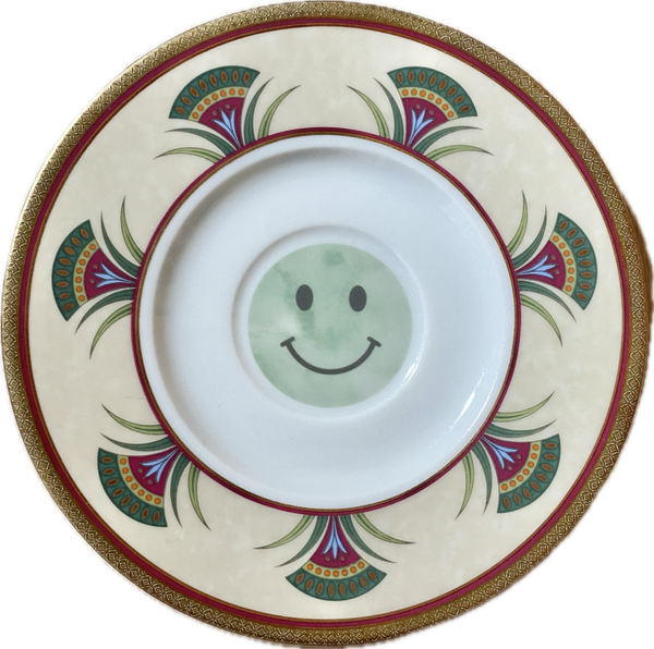 Groene smiley op schotel