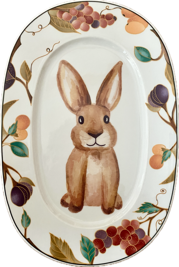 Konijn op GROOT ovaal bord
