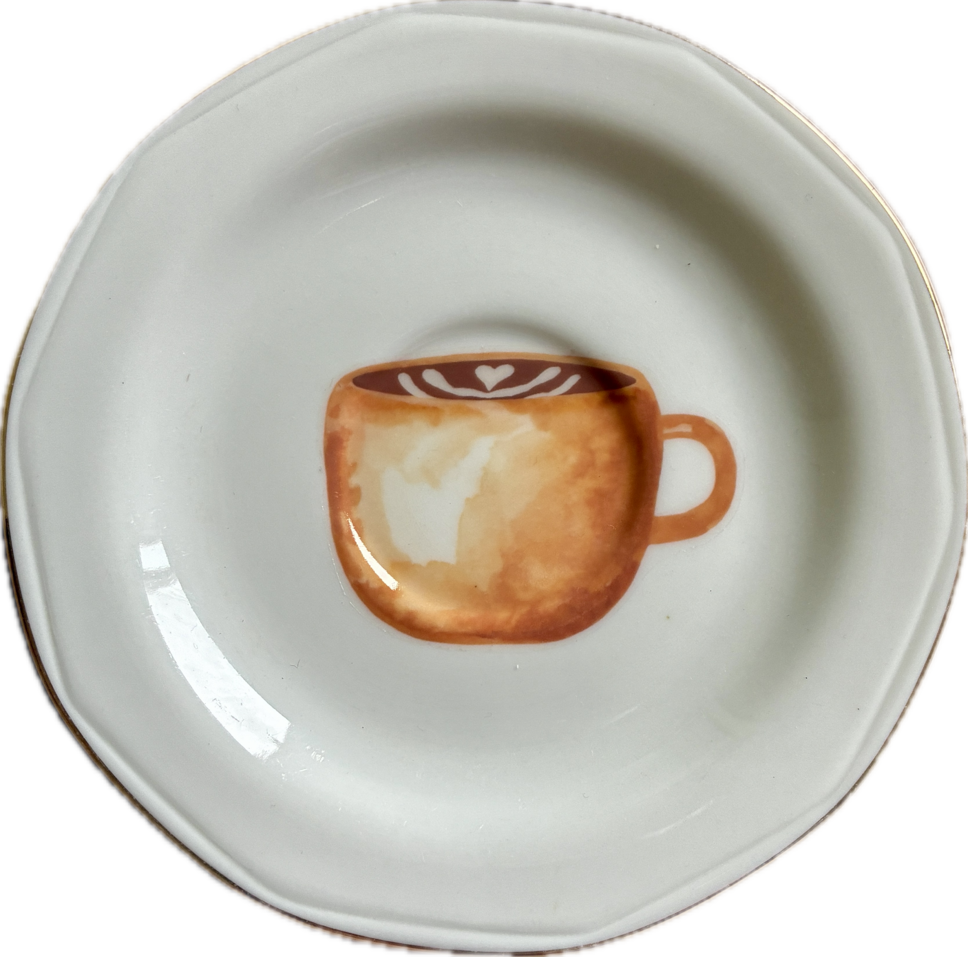 Koffie op schotel met gouden rand