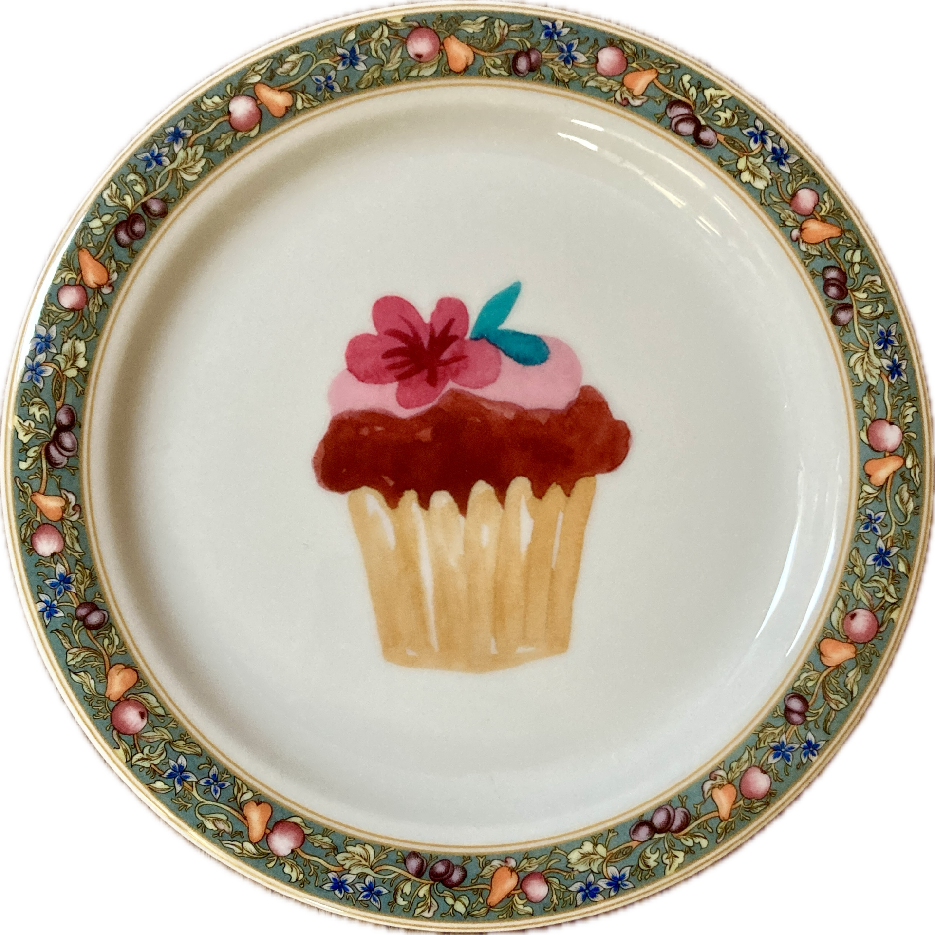 Cupcake op bord met decoratieve rand