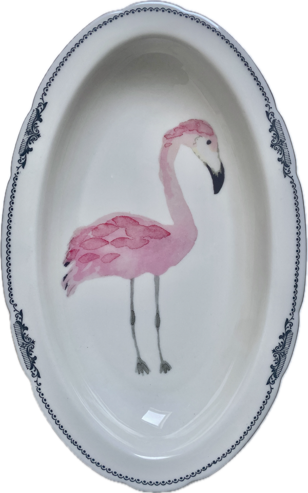 Flamingo op ovaal bordje