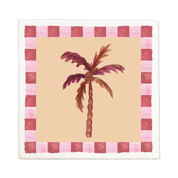 Tegeltje 10x10 'palmboom blokprint'