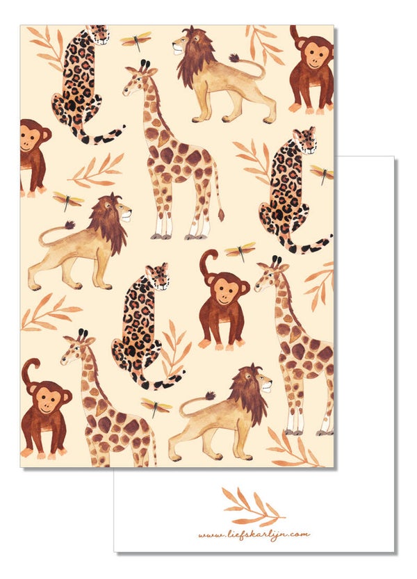'Safaridieren print' kaart