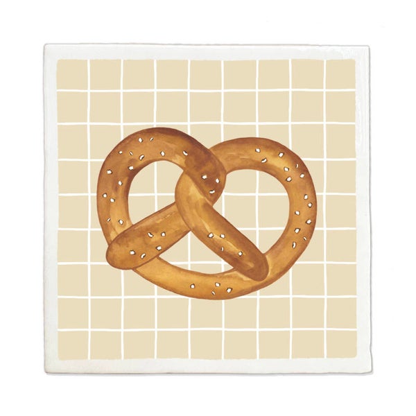 Tegeltje 10x10cm 'Pretzel beige"