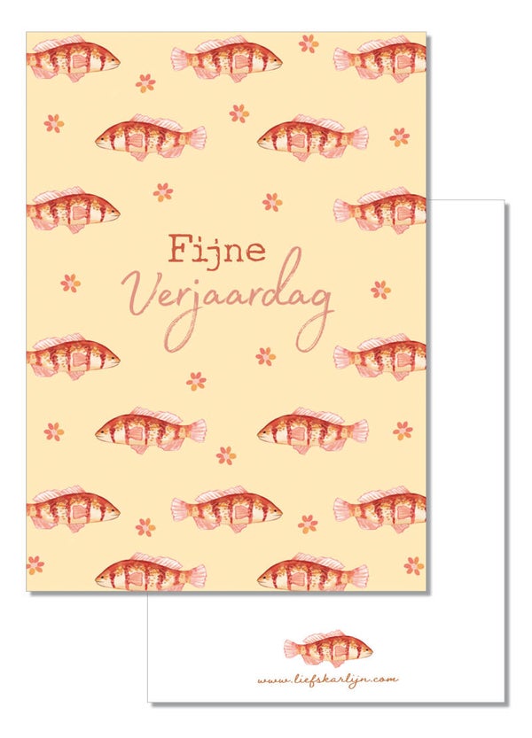 'Vissen print -fijne verjaardag-' kaart