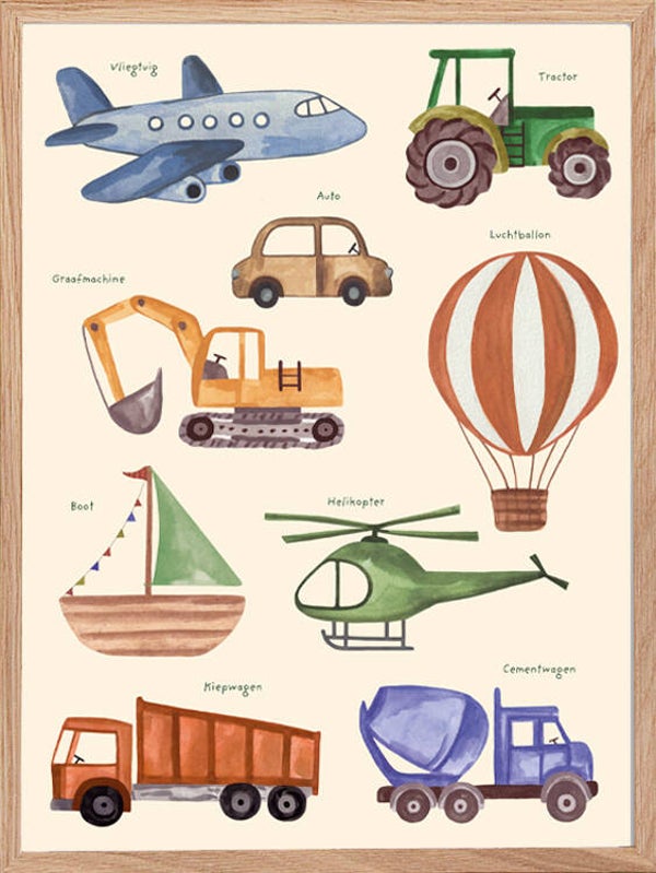 Poster 'voertuigen'  30x40 cm