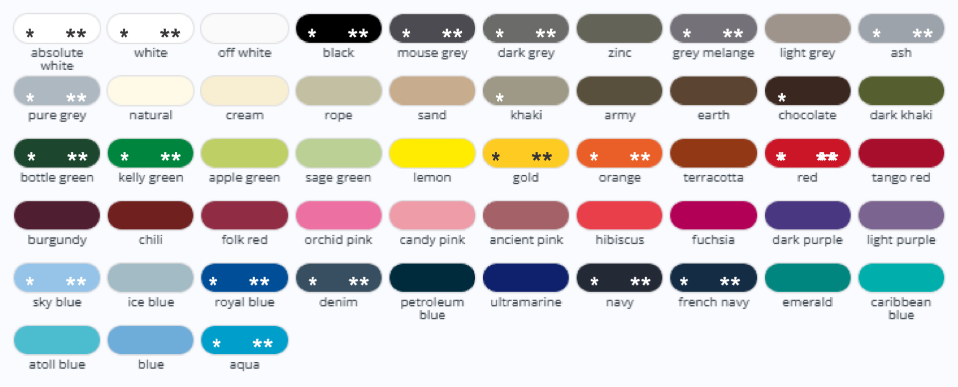 In 53 Farben lieferbar